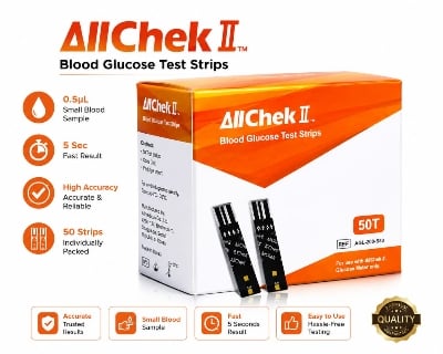 Picture of AllChek II Premium Blood Glucose Test Strips 50 Test Strips for Fast, Accurate & Reliable Blood Sugar Monitoring
