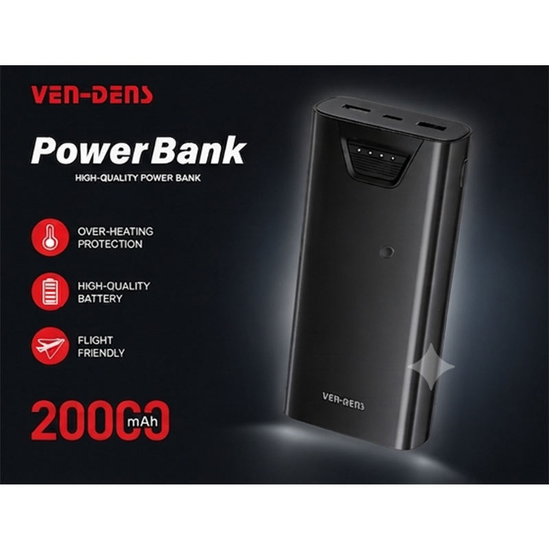 Picture of Ven-Dens VD-PB042 Power Bank 20000mAh – Dual Output, Fast Charge, Wide Compatibility