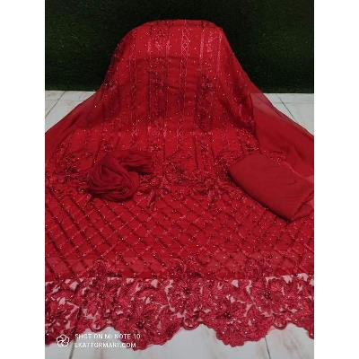 Picture of Unstitched Four Piece Cotton Salwar Kameez For Women-খুশিয়ান 4 পিস-Int: One size