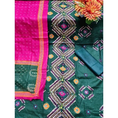 Picture of Unstitched Three Piece Cotton Salwar Kameez For Women-কারচুপি বুটিক ড্রেস-Int: One size