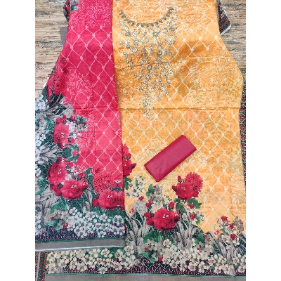 Picture of Indian Bin-Sayeed Unstitched cotton Three Piece for Women-Int: One size