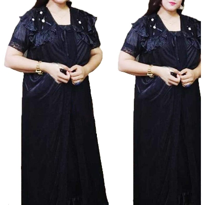 Picture of Latest Collection 2 Part Nighty Ladies Silk Satin Night Dress Set - Night Dress For Women-Int: One size