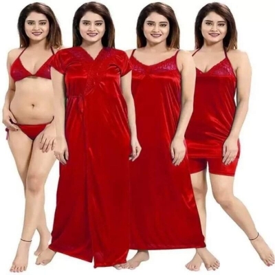 Picture of fashionable 6 part night dress collection for women.luxurious, soft fabrics and comfort for a restful night's sleep.