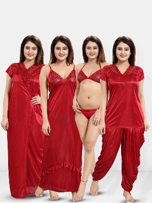 Picture of fashionable 6 part night dress collection for women.luxurious, soft fabrics and comfort for a restful night's sleep.-Int: One size
