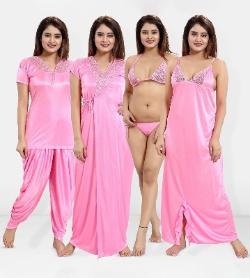 Picture of fashionable 6 part night dress collection for women.luxurious, soft fabrics and comfort for a restful night's sleep.-Int: One size