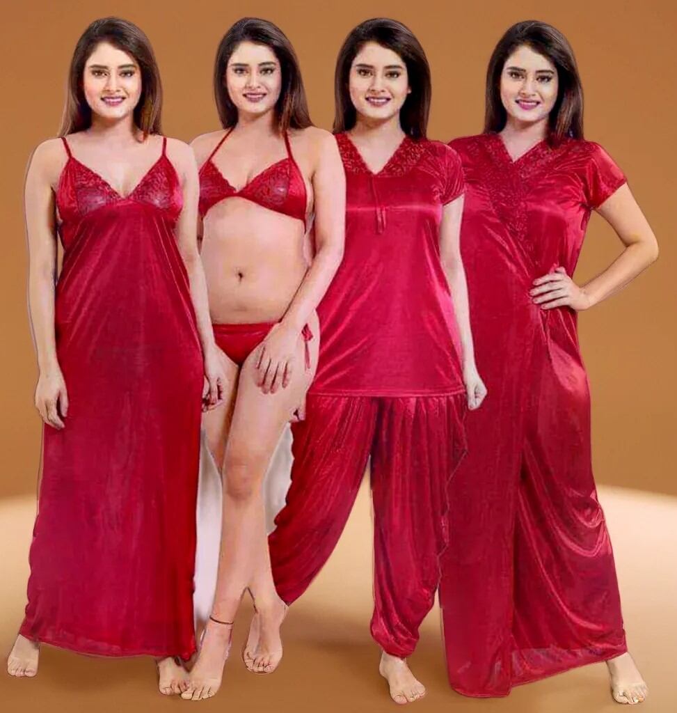 Picture of fashionable 6 part night dress collection for women.luxurious, soft fabrics and comfort for a restful night's sleep.-Int: One size