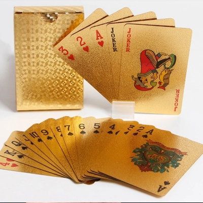 Picture of Gold Foil and Silver Plastic Playing Cards in Stock Pet Waterproof and Wear-Resistant Landlord Entertainment Chess and Card Board Games Wholesale Factory in Stock Gold