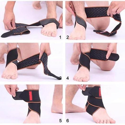 Picture of Cross-border bandage winding sports ankle protection basketball Football running ankle protection anti-sprain silicone protective ankle protection Black