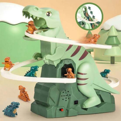 Picture of Dinosaur Chasing Race Track Slide Game with Light & Music Green