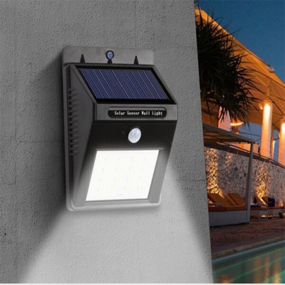 Picture of 30 LED Motion Sensor Wall Solar Light Waterproof Security Lamp Black