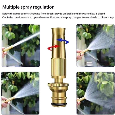 Picture of High Pressure Water Gun Household Pure Copper Direct Spray Gun Flower Watering Tool Adjustable PressHigh Pressure Water Gun Household Pure Copper Direct Spray Gun Flower Watering Tool Adjustable Pressure Washer - Water Gun  golden nogel Gold