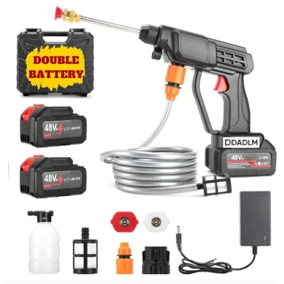 Picture of Double Battry Portable Car Wash Washer Gun Cordless High Pressure Car Washer gun Spray Rechargeable 2 Type Wash Gun Electric Water Gun Machine 2025 water gun Black