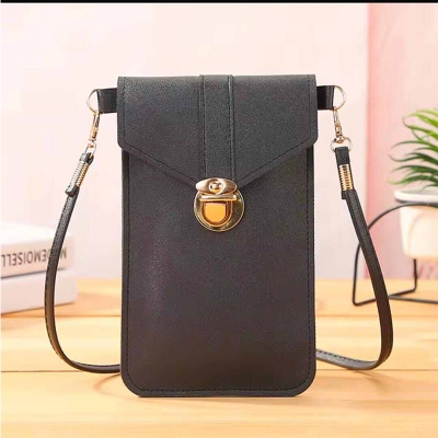Picture of Women's PU Leather Phone Holder With Neck Strap Wallets Touch Screen Bags 