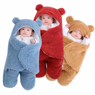 Picture of Ultra-Soft Fluffy Fleece Newborn Receiving Blanket - Baby Sleeping Bag for Boys and Girls 