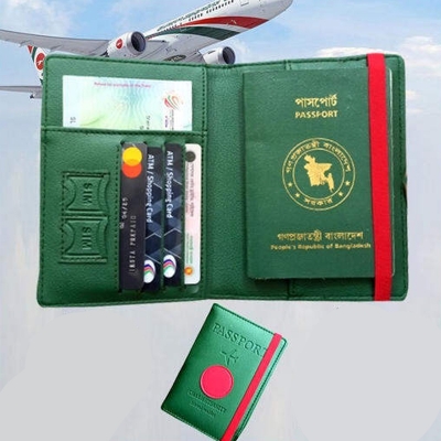Picture of Leather Passport Covers Holder Wallet Case Green