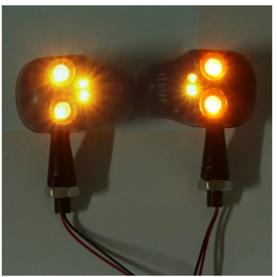 Picture of 1 Pair Durable Motorcycle Skull Head LED Turn Signal Indicator Light Black For Harley 