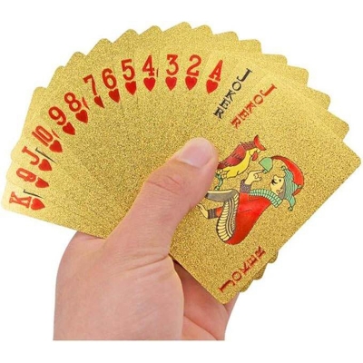 Picture of Gold Foil and Silver Plastic Playing Cards in Stock Pet Waterproof and Wear-Resistant Landlord Entertainment Chess and Card Board Games Wholesale Factory in Stock Gold