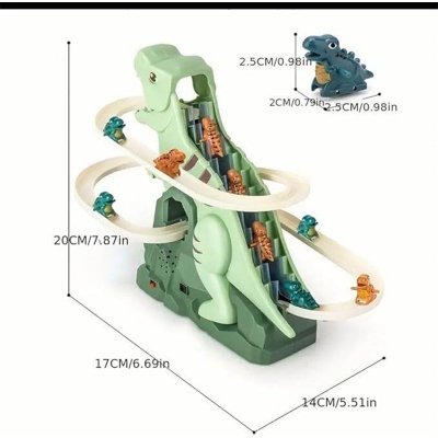 Picture of Dinosaur Chasing Race Track Slide Game with Light & Music Green