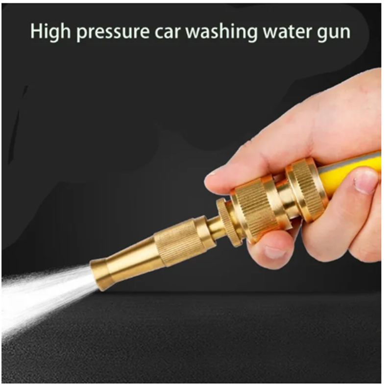 Picture of High Pressure Water Gun Household Pure Copper Direct Spray Gun Flower Watering Tool Adjustable PressHigh Pressure Water Gun Household Pure Copper Direct Spray Gun Flower Watering Tool Adjustable Pressure Washer - Water Gun  golden nogel Gold