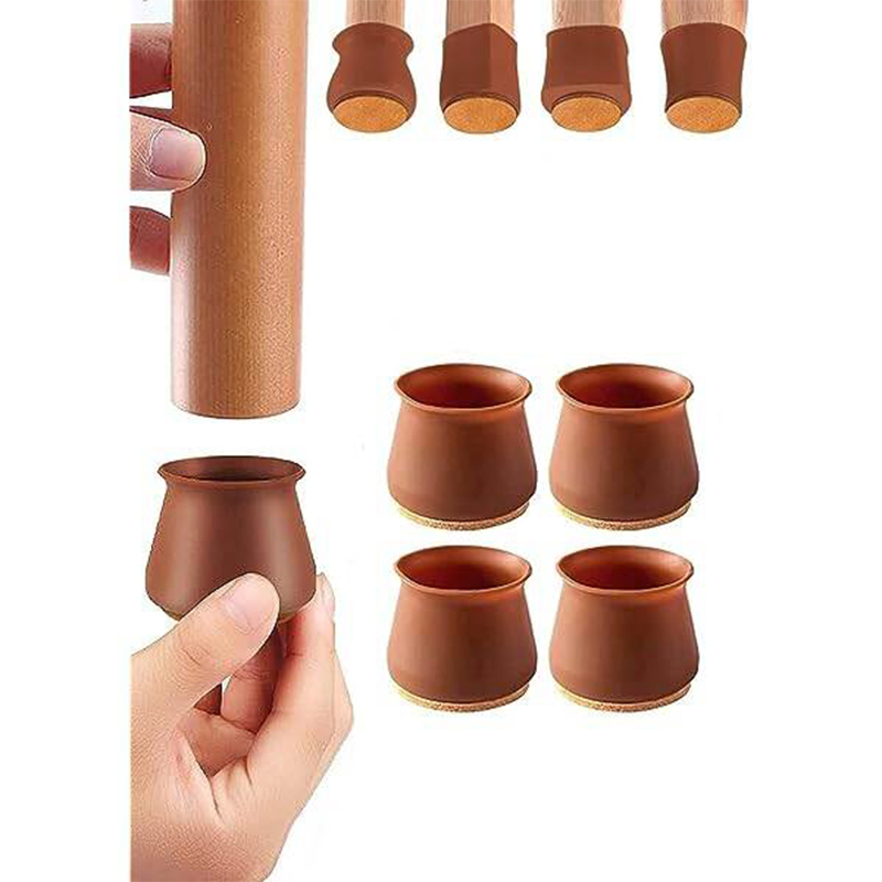Picture of Silicone Chair Leg Caps With Felt Wood Floor Protectors Furniture Leveling Feet Cover Grey