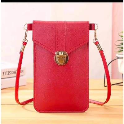Picture of Women's PU Leather Phone Holder With Neck Strap Wallets Touch Screen Bags 