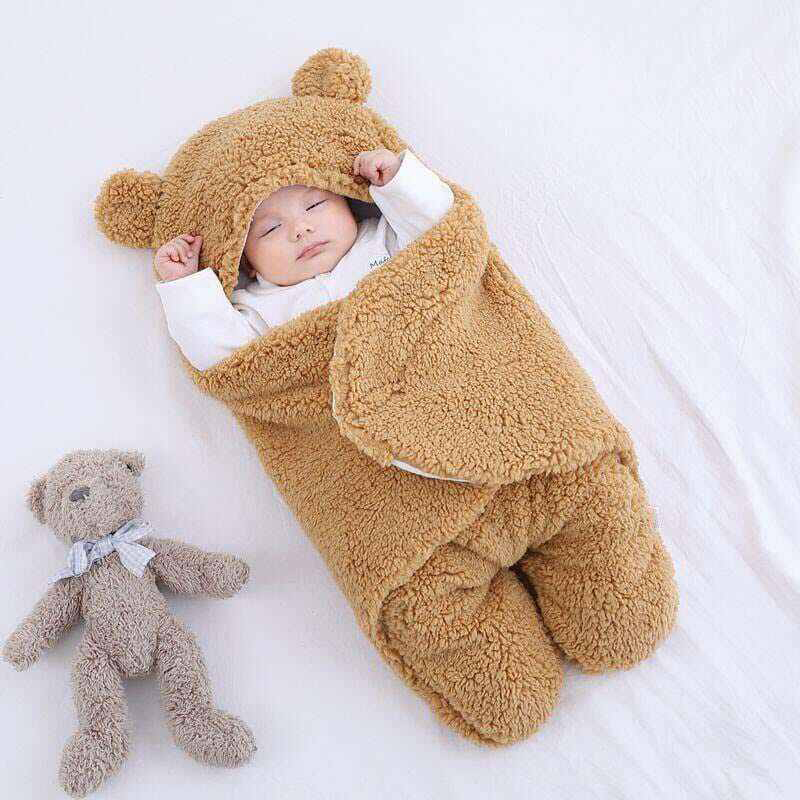 Picture of Ultra-Soft Fluffy Fleece Newborn Receiving Blanket - Baby Sleeping Bag for Boys and Girls 