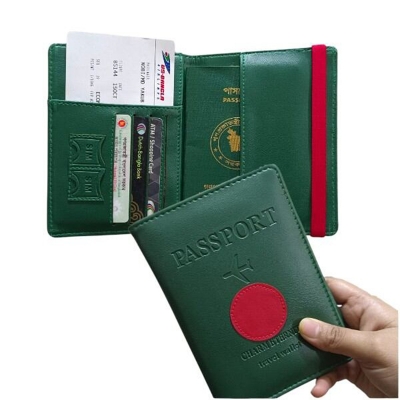 Picture of Leather Passport Covers Holder Wallet Case Green