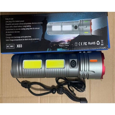 Picture of Rechargeable Torch Aluminum Alloy Body X03 Silver