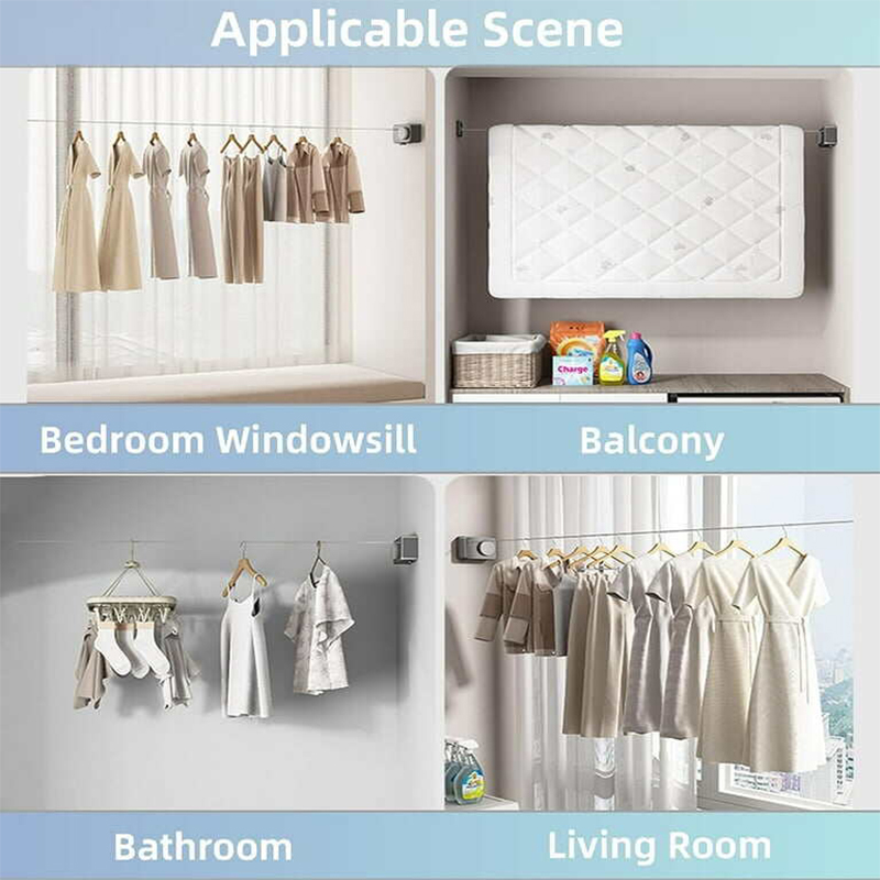 Picture of Wall Mounted Stainless Steel Line-15.1 Feets cloth hanger White