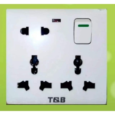 Picture of Electric 8 pin wall multi socket with Indicator - White