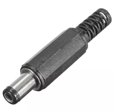 Picture of Male Solder DC Power Barrel Tip Plug Jack Straight Connectors 5.5x2.1mm - Black