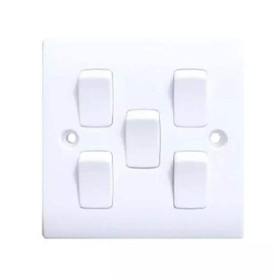 Picture of 5 Gang switch one way socket - white - White