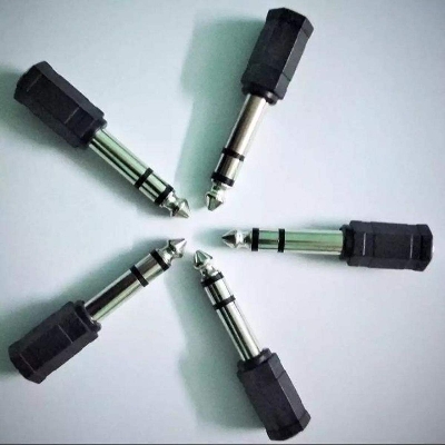 Picture of 3.5 mm (3.5 mm) MONO socket to 6.35mm stereo Jack converter Adaptor - 5 pcs - Black