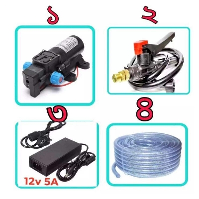 Picture of 12V High pressure water pump sprayer combo set for Car Motor Bike Garden Irrigation washing and Clening auto pressre cut - Black
