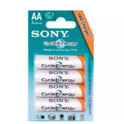 Picture of AA size Rechargeable cell 4 unit. High Quality 1.2V Tepe. 4600mAh Brand: sony - White