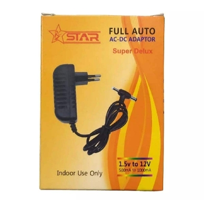 Picture of Universal Automatic 1.5V to 12V power Adaptor charger with 2 Jack - Black