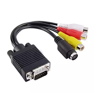 Picture of VGA to video TV out s- video AV And 3 Rca Famale converter cable Adaptor - Black