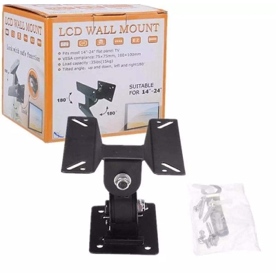 Picture of Wall Mount 14 to 24 Flat panal Tv Monito LCD Bracket Adjustable Angle - Black