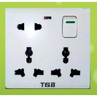 Picture of 16A 250V 1 gang 8 pin double universal socket - White