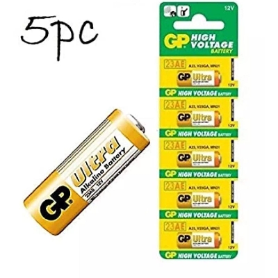 Picture of Gp Ultra 23A Pack Of 5 Pieces 12V Alkaline Battery High Voltage Cell Car Remote Battery(5Pc)-1142 - Battery - Rechargeable Battery - Gold