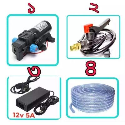 Picture of Bike / Car Washer Combo Water Pump Hose Pipe Spray Gun Full Set, High Pressure DC12v Water Pump For Bike or Car Wash & Garden irrigation - Black