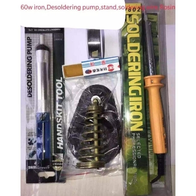 Picture of Soldering Tools Kit Combo (60w iron+desoldering pump+soldering wire+stand+rosin) - Silver