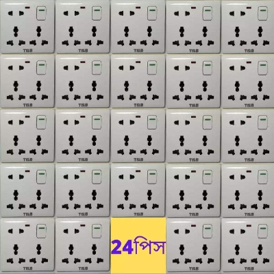Picture of Electric 8 pin wall multi socket with Indicator 3 pin Double & 2 Pin With Switch 24 Psc. - White