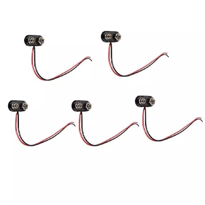 Picture of 5Pcs 150mm T-Type Hard Plastic 9V Battery Clip Snap On Connectors Cable Cord - Intl - Black