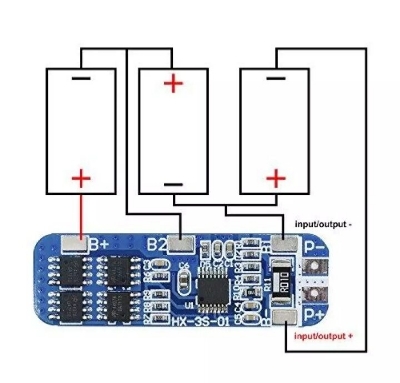 Picture of 3S 10A BMS Charger Protection Board for Pack of 3 Li-ion lithium Battery Cell - Blue