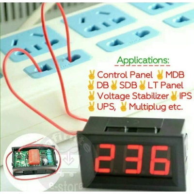 Picture of AC 70V-500V 0.56 inch LED Digital Voltmeter Voltage Display 2 Wires 0.56 inch Voltage Meters Electrical Instruments 3 Bit RED LED Tube No Ratings - Black
