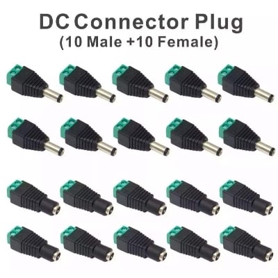 Picture of DC Power Balun Connector Adapter Plug Male Female Jack Socket 10 pair - Black