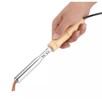 Picture of Soldering Iron Wooden Grip AC 220 Volt-60 Watt - Iron Machine - Silver