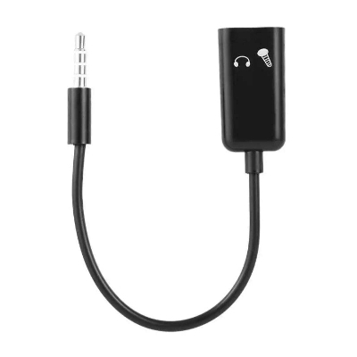 Picture of 3.5mm Jack Headphone Microphone Stereo Audio Splitter Adapter Cable Black - Black