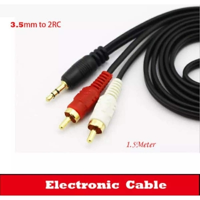 Picture of 3.5mm AUX Audio Mic Splitter Cable Earphone Headphone Adapter Female to 2 Male GSCP2042 - Black